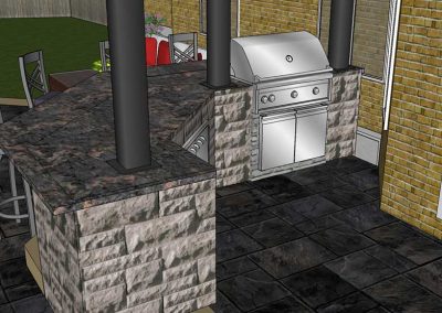 3D outdoor kitchen