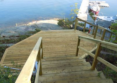 Waterside deck and stairs